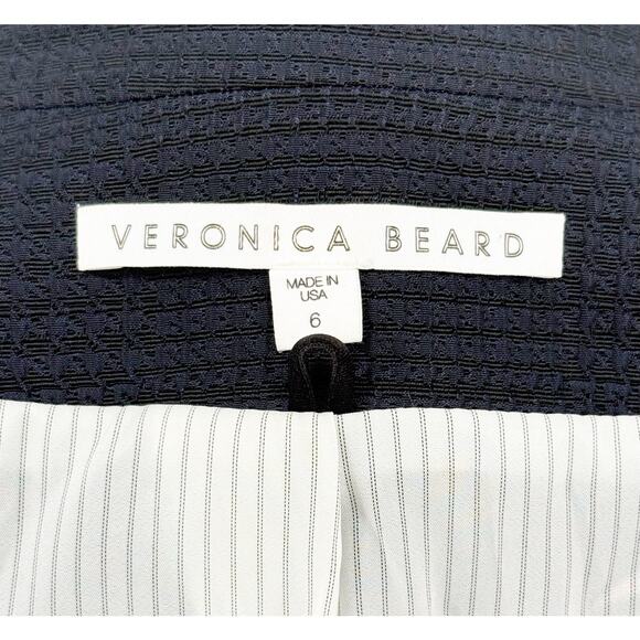 Veronica Beard Miller Dickey Jacket Navy Blue and Black Textured Blazer Size 6 - Picture 3 of 11